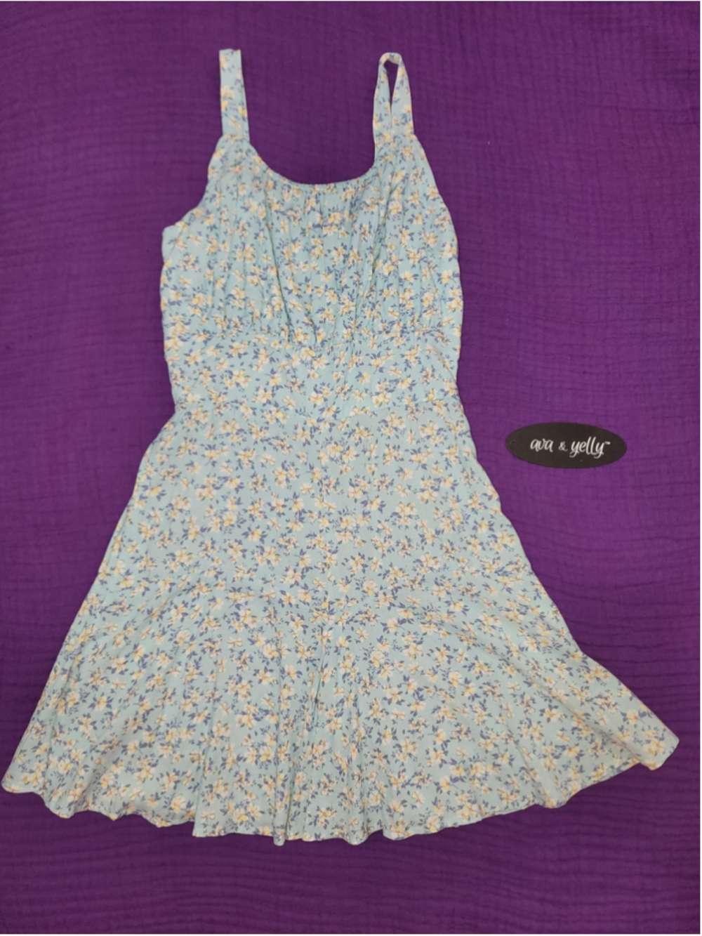 Ava & Yelly Girls Size 14 Blue Floral Romper Built In Shorts Skort Lined